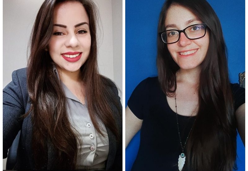 #PraCegoVer: A imagem mostra as alunas do Curso de Direito, Laysa e Natalia, uma ao lado da outra. Elas estão sorrindo.